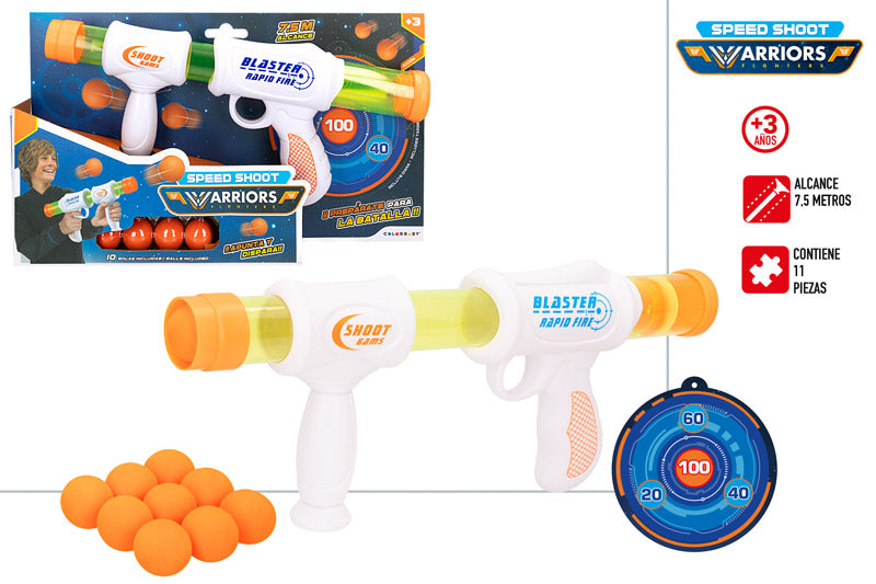 Pistola de Bolas con 10 Bolas EVA 🔫⚡ Warriors