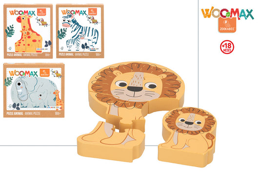 Puzzle Animales de la Selva (4 modelos surtidos) +18M 🐘🧩 Woomax Zookabee