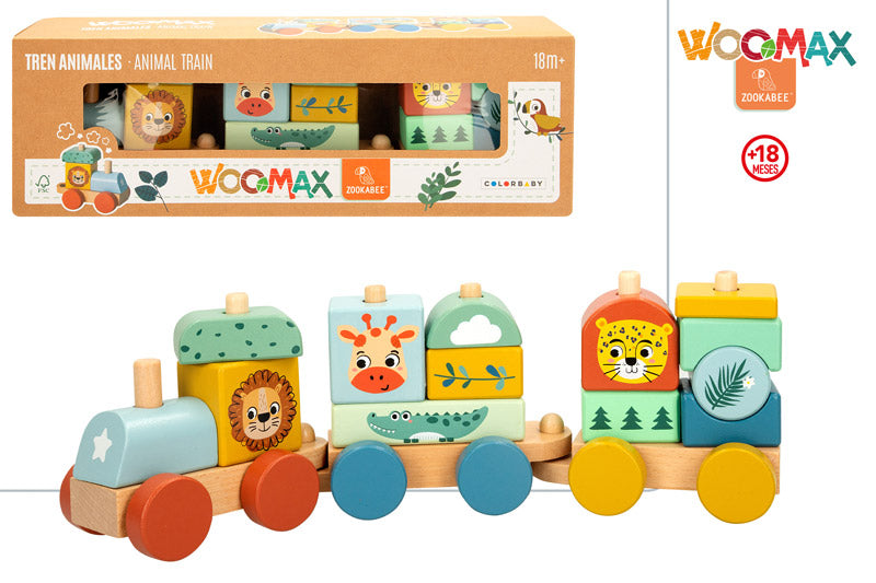 Tren de Madera con Animales (+18 Meses)Woomax Zookabee