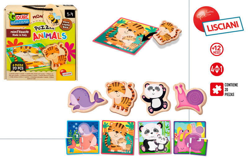 Puzzle de Madera Animales (+12 meses)🐾🧩 Montessori