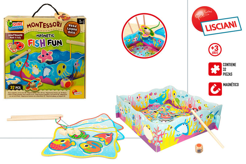 Juego de Madera Pesca Magnética (+3 años)🎣🌿 Lisciani Montessori –  Ref. 47611