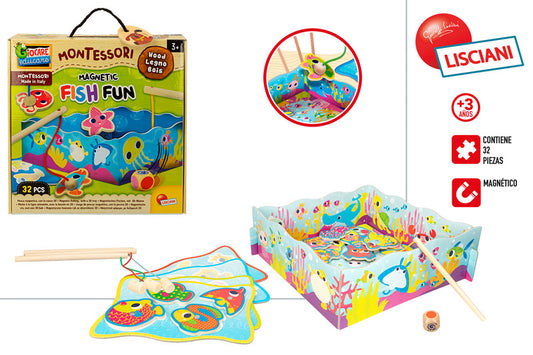Juego de Madera Pesca Magnética (+3 años)🎣🌿 Lisciani Montessori –  Ref. 47611