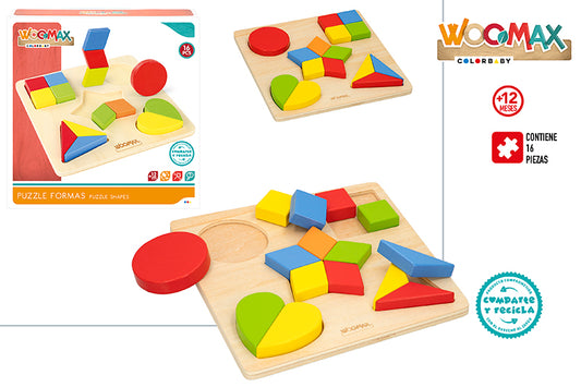Puzzle de Madera Formas Geométricas (+12 Meses)🧩 Woomax