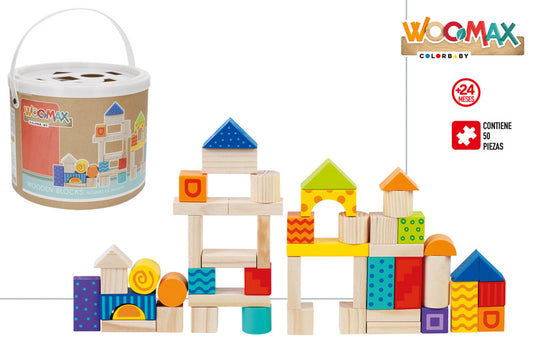 Juego de Bloques de Madera 50 Piezas +24M WOOMAX