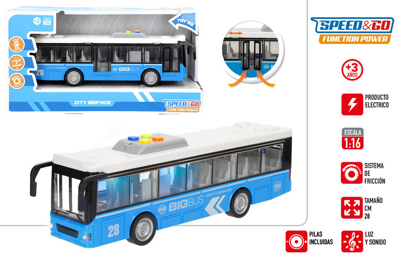 Autobús de Fricción 28 cm con Luz y Sonido SPEED&GO