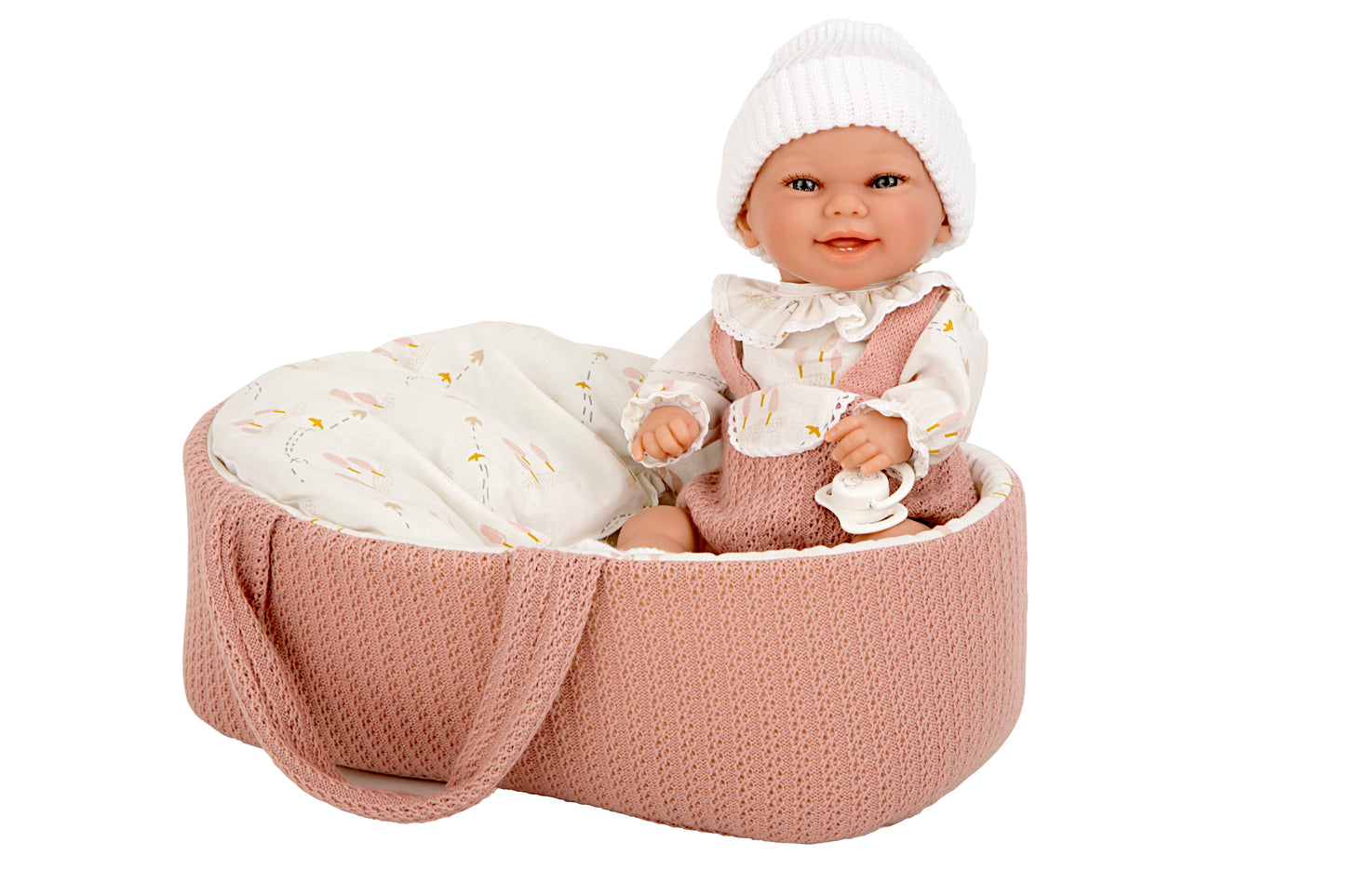 Muñeca Elegance 33 Cm Babyto Rosa Con Capazo (cuerpo Vinyl, Sexo Niña)incluye Chupete En Bolsa.