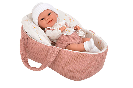 Muñeca Elegance 33 Cm Babyto Rosa Con Capazo (cuerpo Vinyl, Sexo Niña)incluye Chupete En Bolsa.