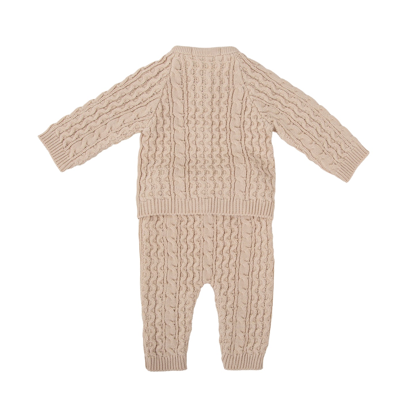 Conjunto bebé pantalón, chaqueta y gorro Familia Páramo color arena – Babidu invierno 0-24 meses