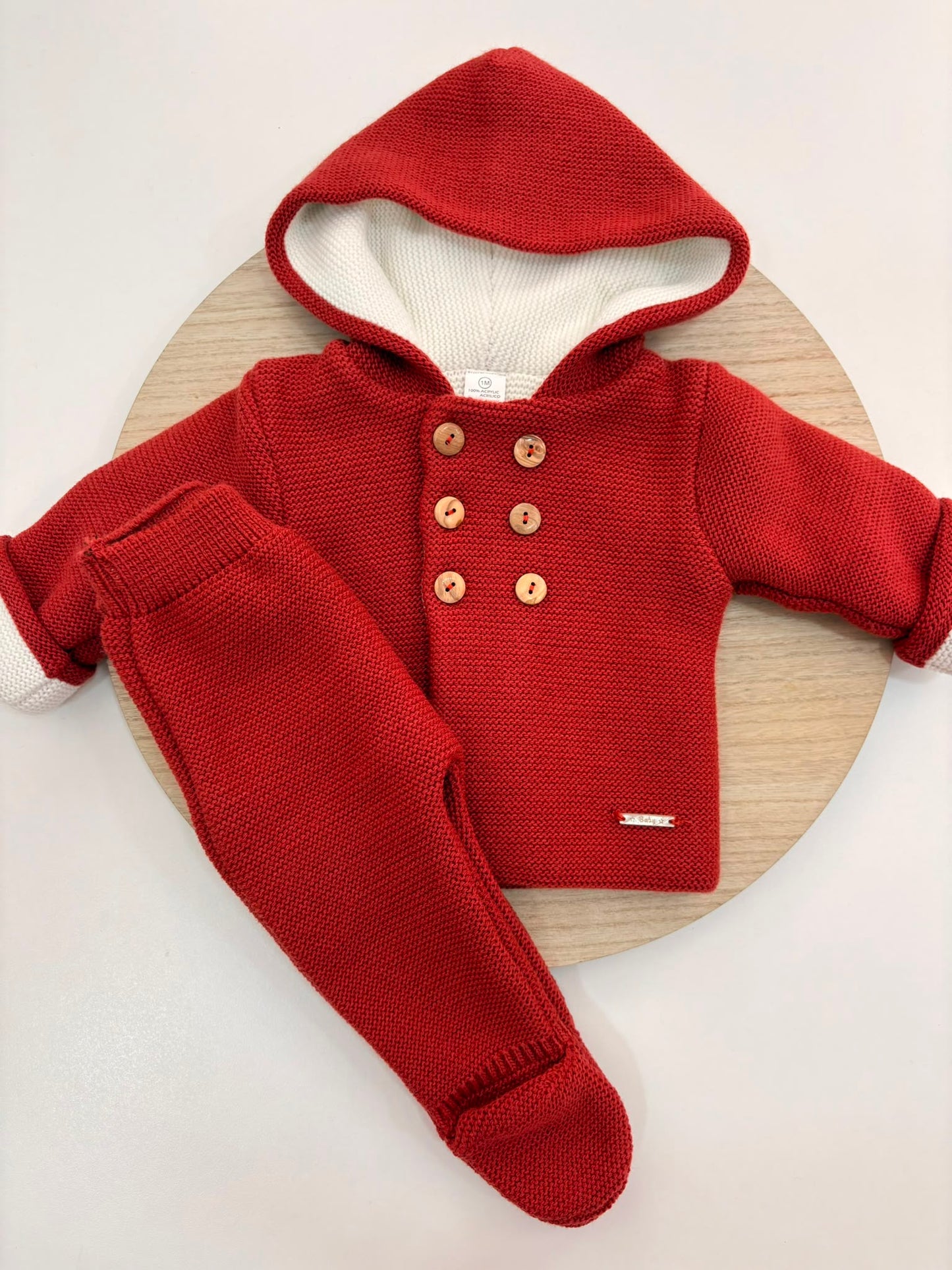 San Francisco de Punto Básico con Capucha Cereza | Tallas 1 a 12 Meses | Siju Moda Infantil