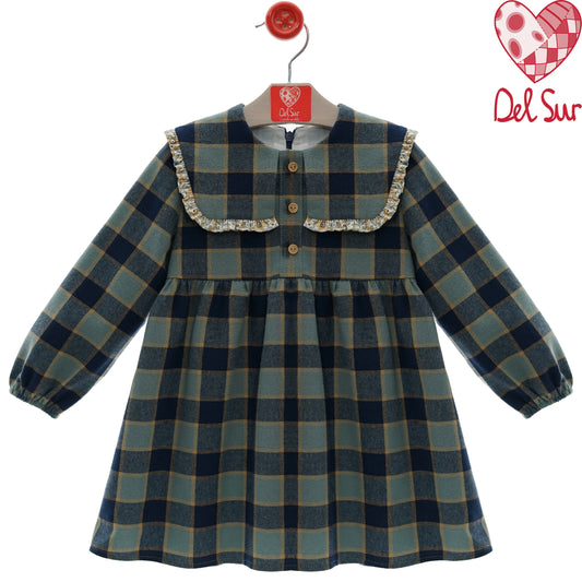 Vestido niña cuadros familia ganchillo Del Sur 💛 Tallas 1-8 años
