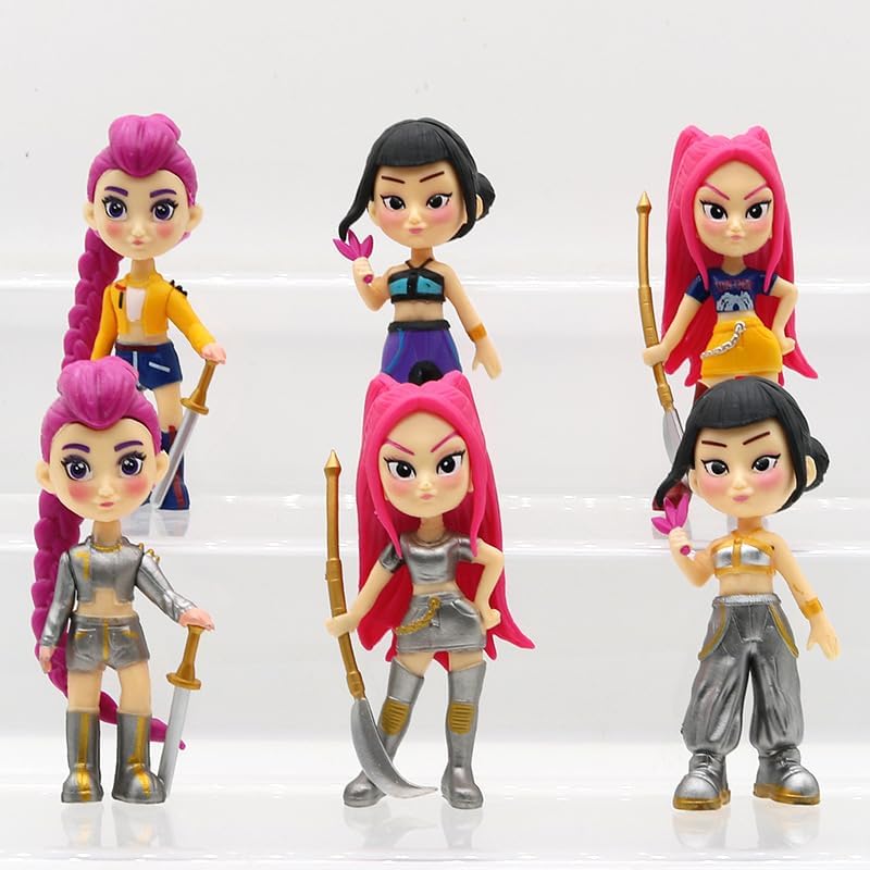 Set de Figuras Huntrix KPOP 6 Piezas – Figuras Anime de Colección de Rumi, Mira, Zoey & Saja Boys en PVC, Juguetes de Decoración para Regalo Original a Niños y Fans