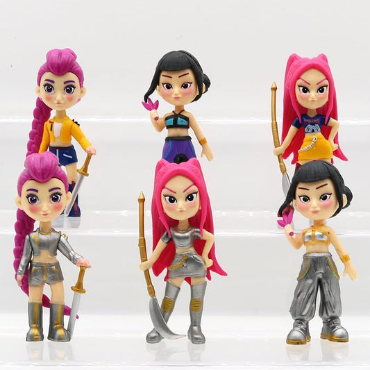 Set de Figuras Huntrix KPOP 6 Piezas – Figuras Anime de Colección de Rumi, Mira, Zoey & Saja Boys en PVC, Juguetes de Decoración para Regalo Original a Niños y Fans