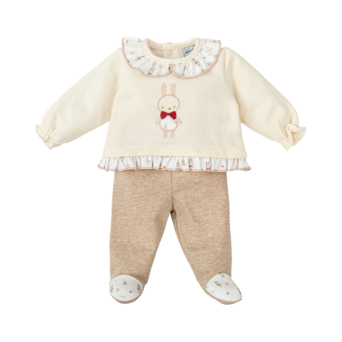 Conjunto de Felpa con Polaina y Volante Niña Huella Babidú | 0 a 6 Meses