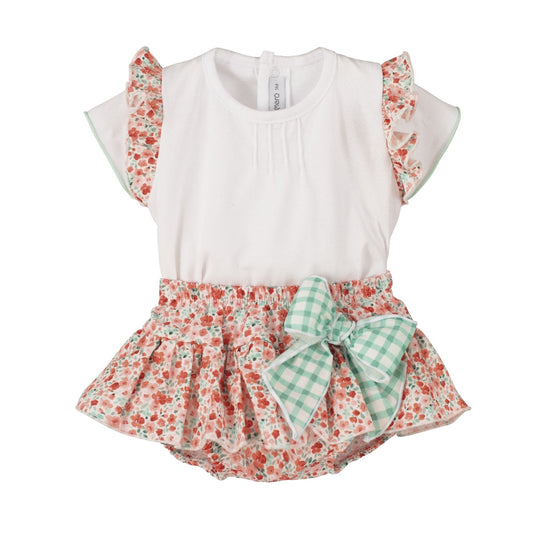 Conjunto Pololo Prunela Calamaro | Niña 1-36 Meses Volante y Lazo