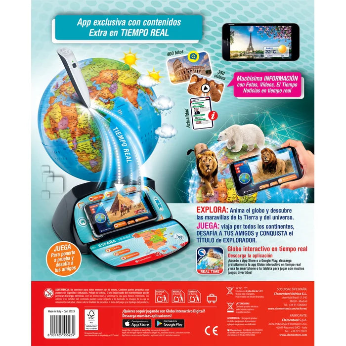 Globo Interactivo Real Time – Exploramundo con App y Boli Inalámbrico 6-10 años | Clementoni
