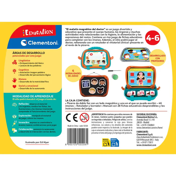 Maletín Magnético de Médico – Juego Educativo Partes del Cuerpo 4-6 años | Clementoni