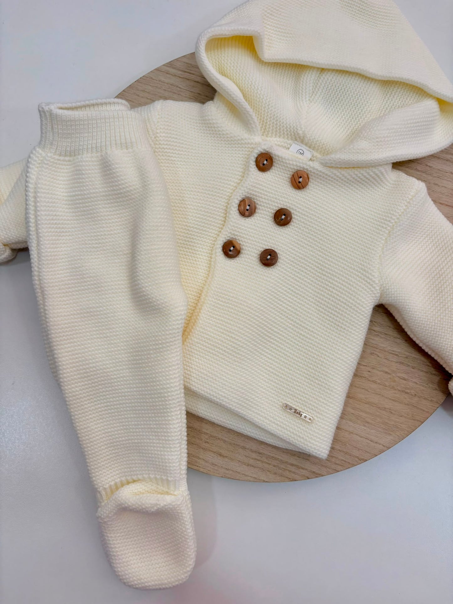 San Francisco de Punto Básico con Capucha Marfil | Tallas 1 a 12 Meses | Siju Moda Infantil