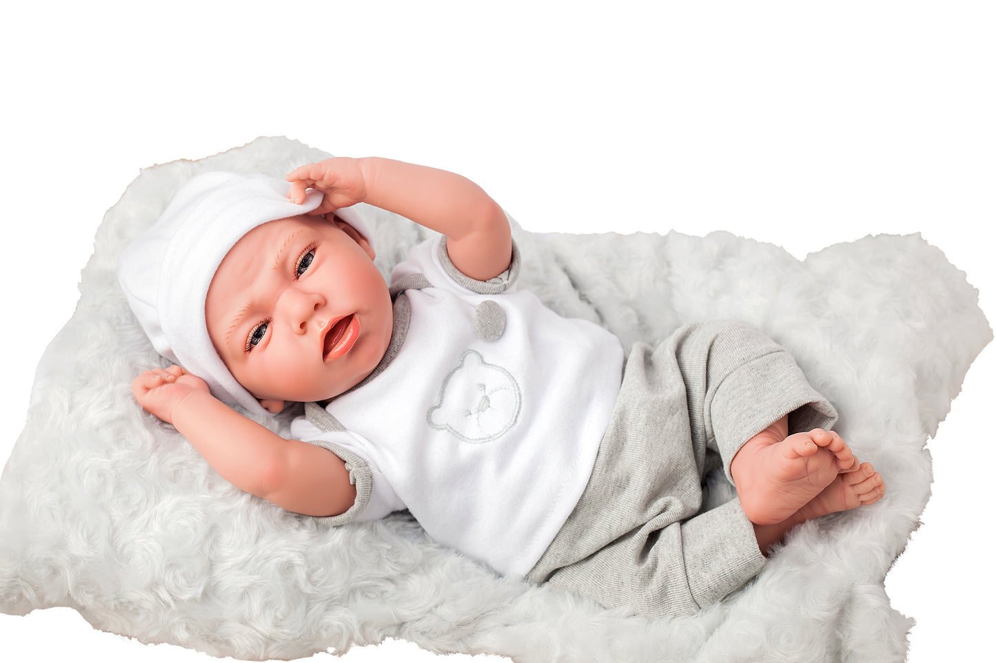 Muñeca con peso Elegance Dafne 40 cm con cojín y chupete – Cuerpo blandito y vinyl