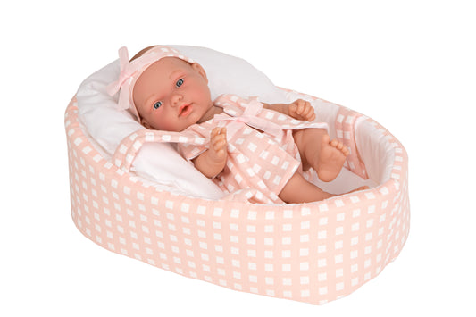 Muñeca Elegance 26 Cm Pillines Con Vestido Rosa Y Capazo