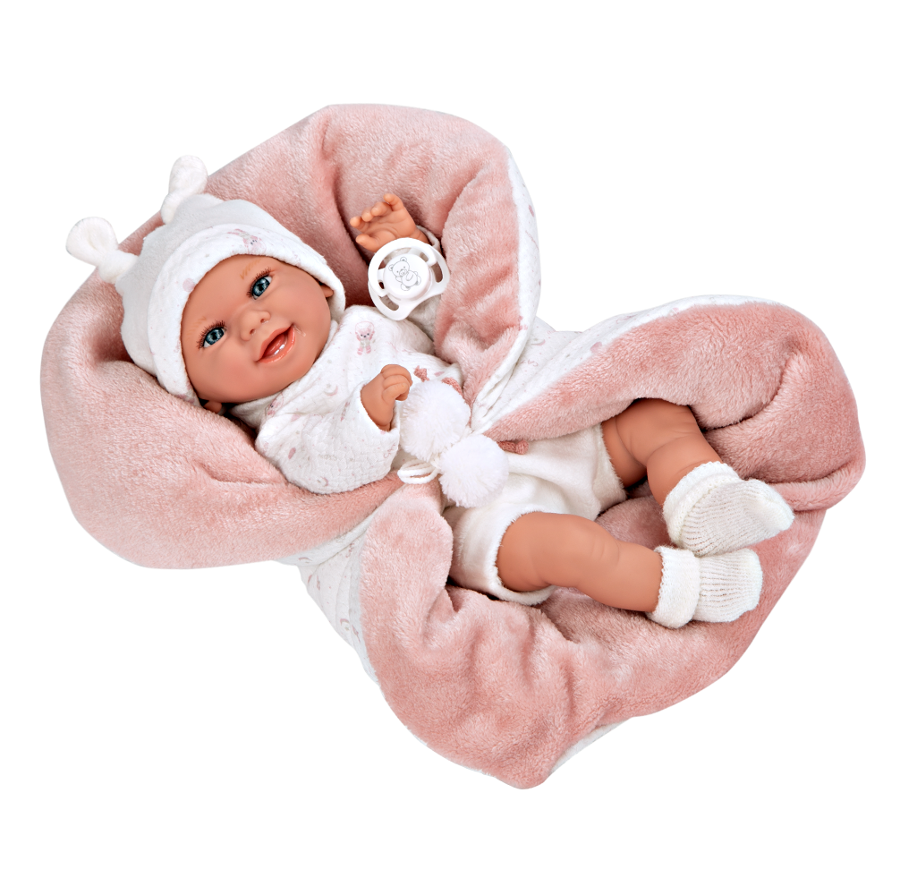 ELEGANCE 35 CM BABYTO ROSA C/MANTA (MUÑECO DE PESO) 60829