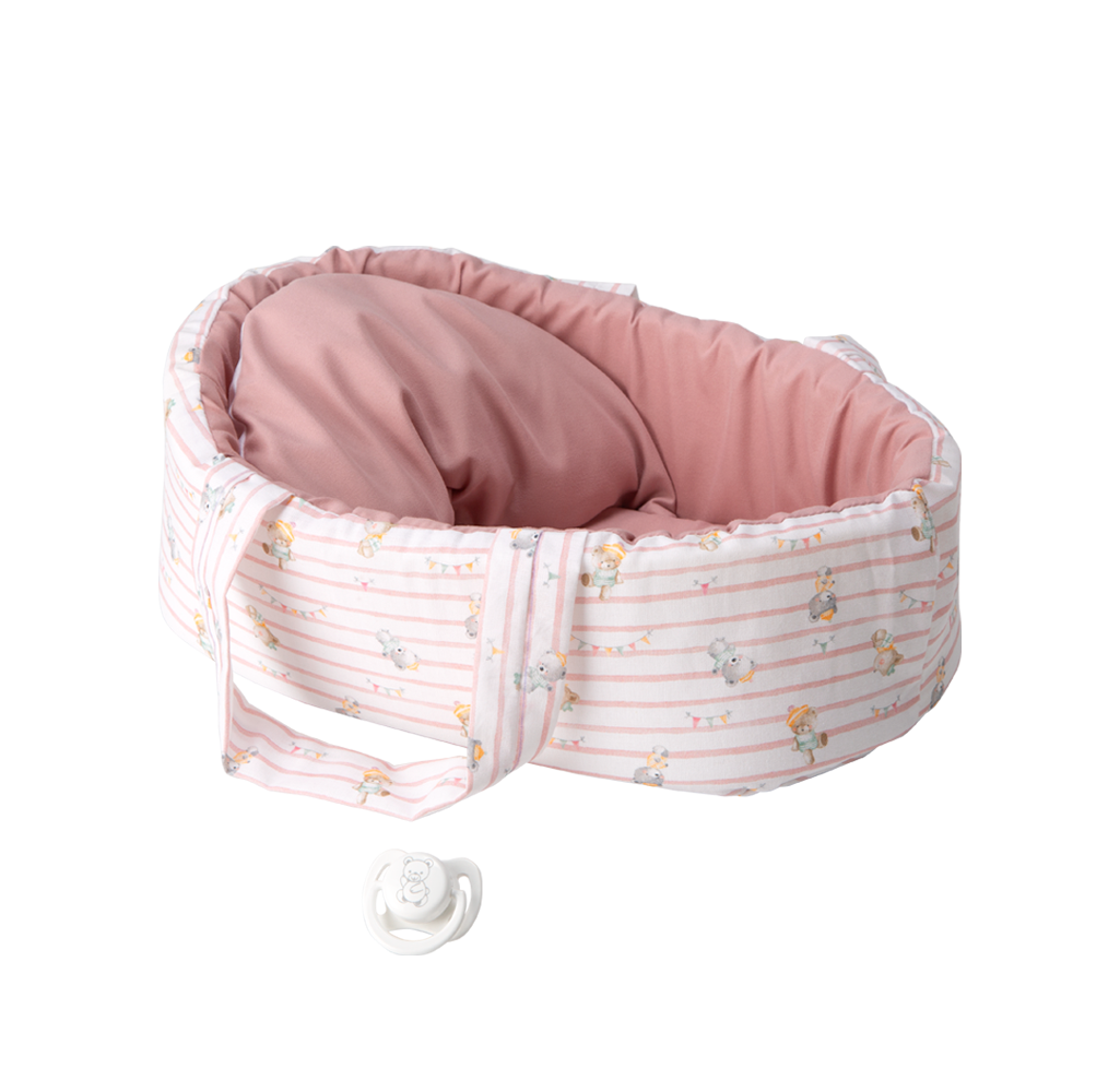 Muñeca Elegance Pillines rosa 26 cm con capazo – Cuerpo de vinyl