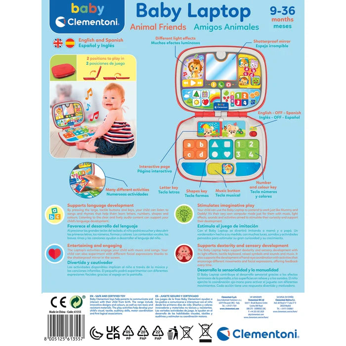 Baby Laptop “Amigos Animales” – Portátil Educativo para Bebés 9-36 meses 💻🐾