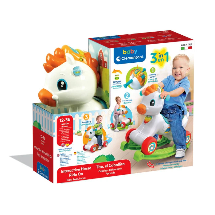 Tito el Caballito 3 en 1 – Balancín, Correpasillos y Centro Interactivo 12-36m