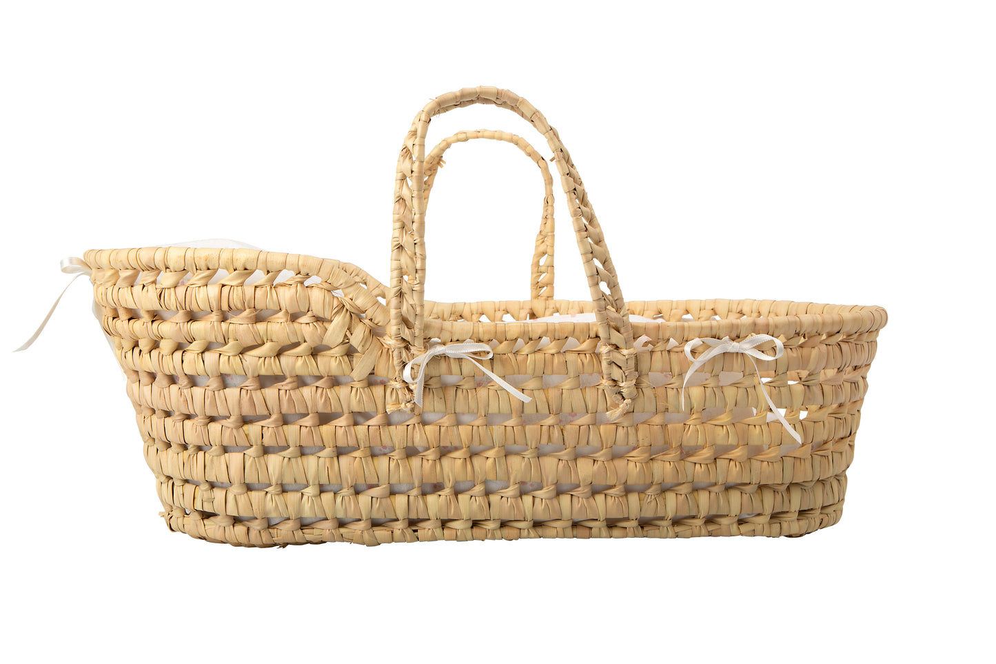 Canastilla de mimbre Elegance con 2 asas, colchón, cojín y protector – Complemento ideal para muñecas Reborn 🧸