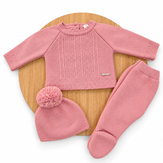 Conjunto de Primera Puesta Rosa Empolvado para Bebé | 00 a 6 Meses
