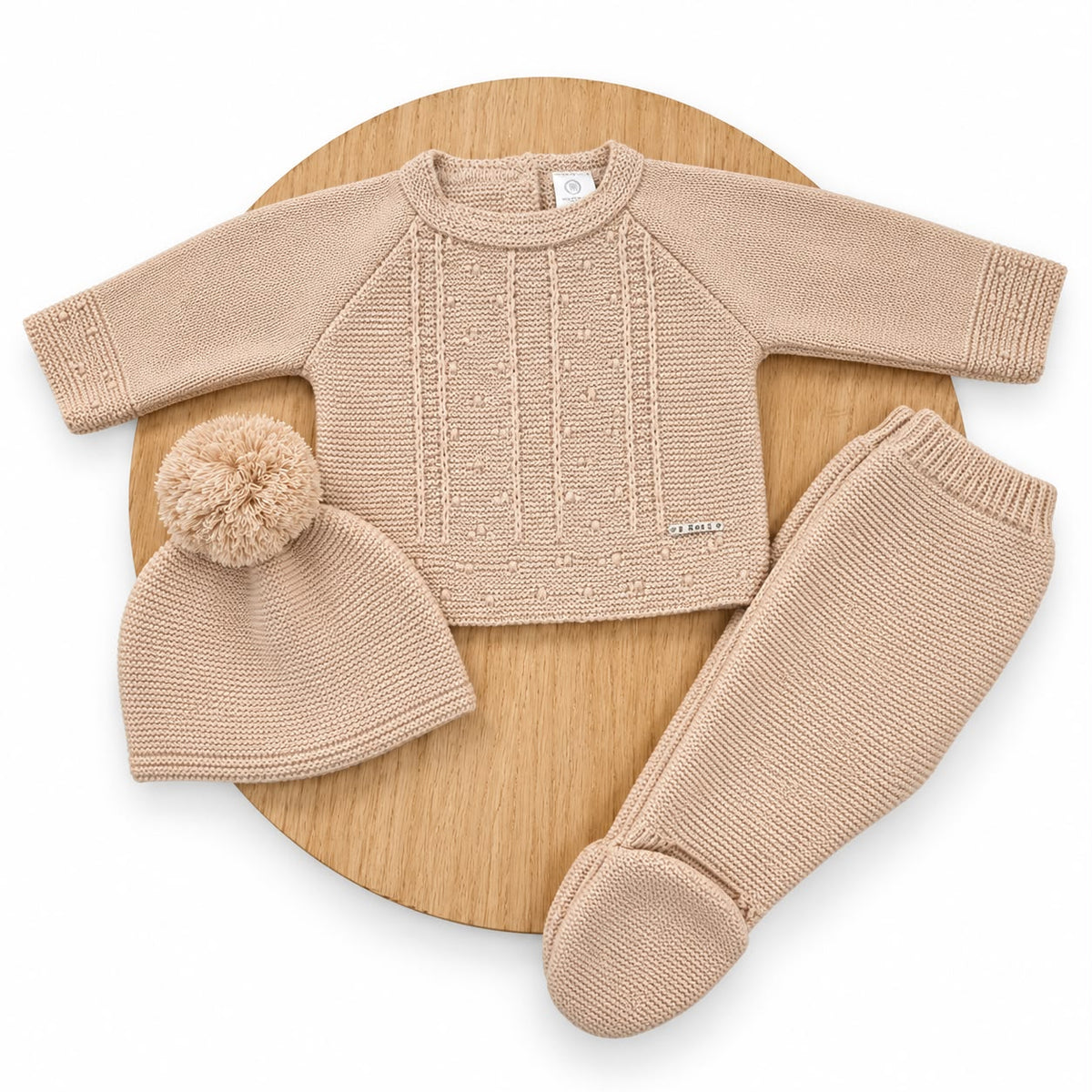 Conjunto de Primera Puesta Beige para Bebé | 00 a 6 Meses