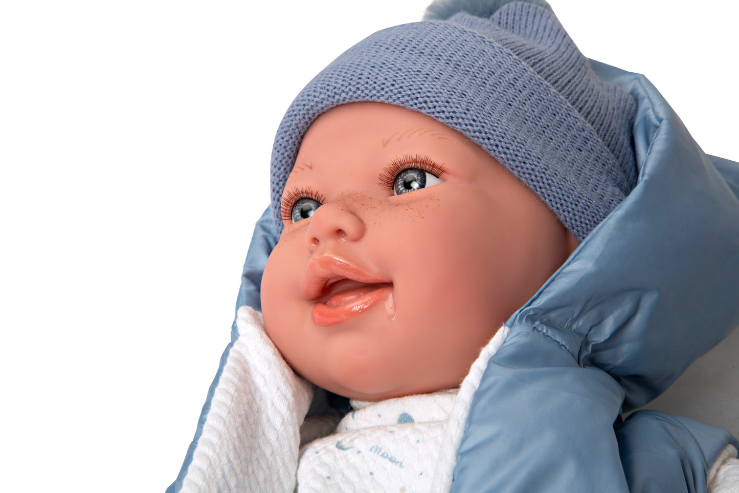 Muñeca con peso Elegance Adi 45 cm con mochila y chupete – Cuerpo blandito y vinyl