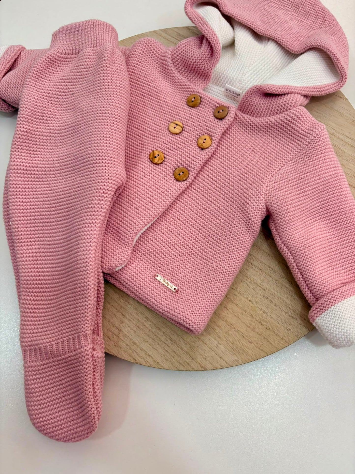 San Francisco de Punto Básico con Capucha Rosa Empolvado | Tallas 1 a 12 Meses | Siju Moda Infantil