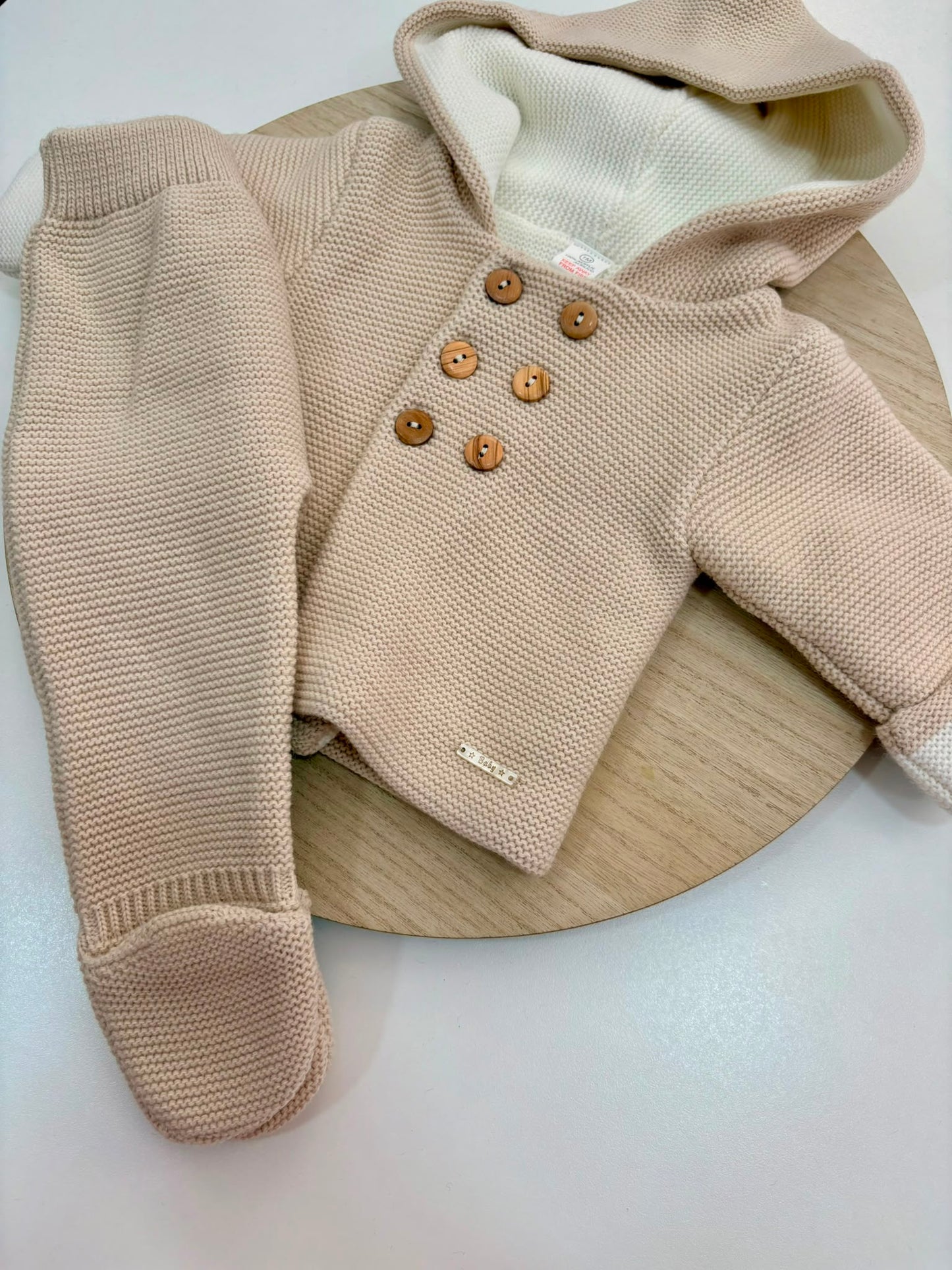 San Francisco de Punto Básico con Capucha Beige | Tallas 1 a 12 Meses | Siju Moda Infantil