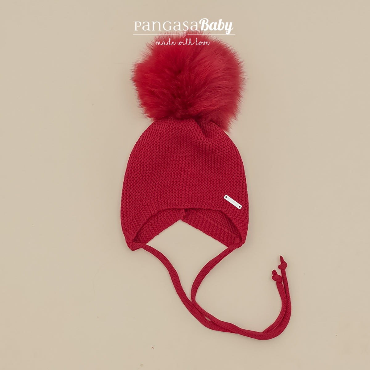 Gorro Orejero Aviador Granate Pangasa Baby  3-36M | Con pompón desmontable