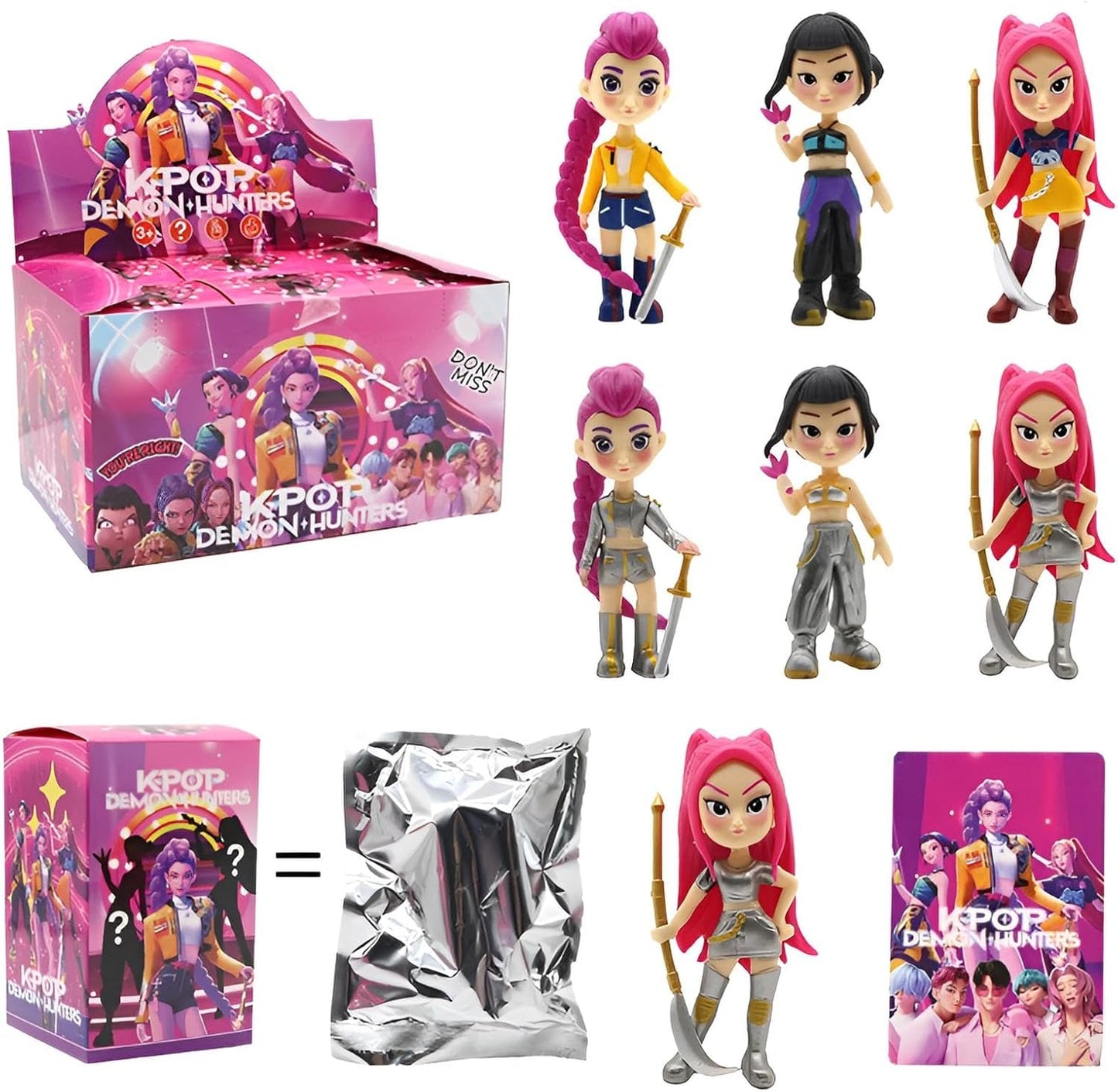 Set de Figuras Huntrix KPOP 6 Piezas – Figuras Anime de Colección de Rumi, Mira, Zoey & Saja Boys en PVC, Juguetes de Decoración para Regalo Original a Niños y Fans