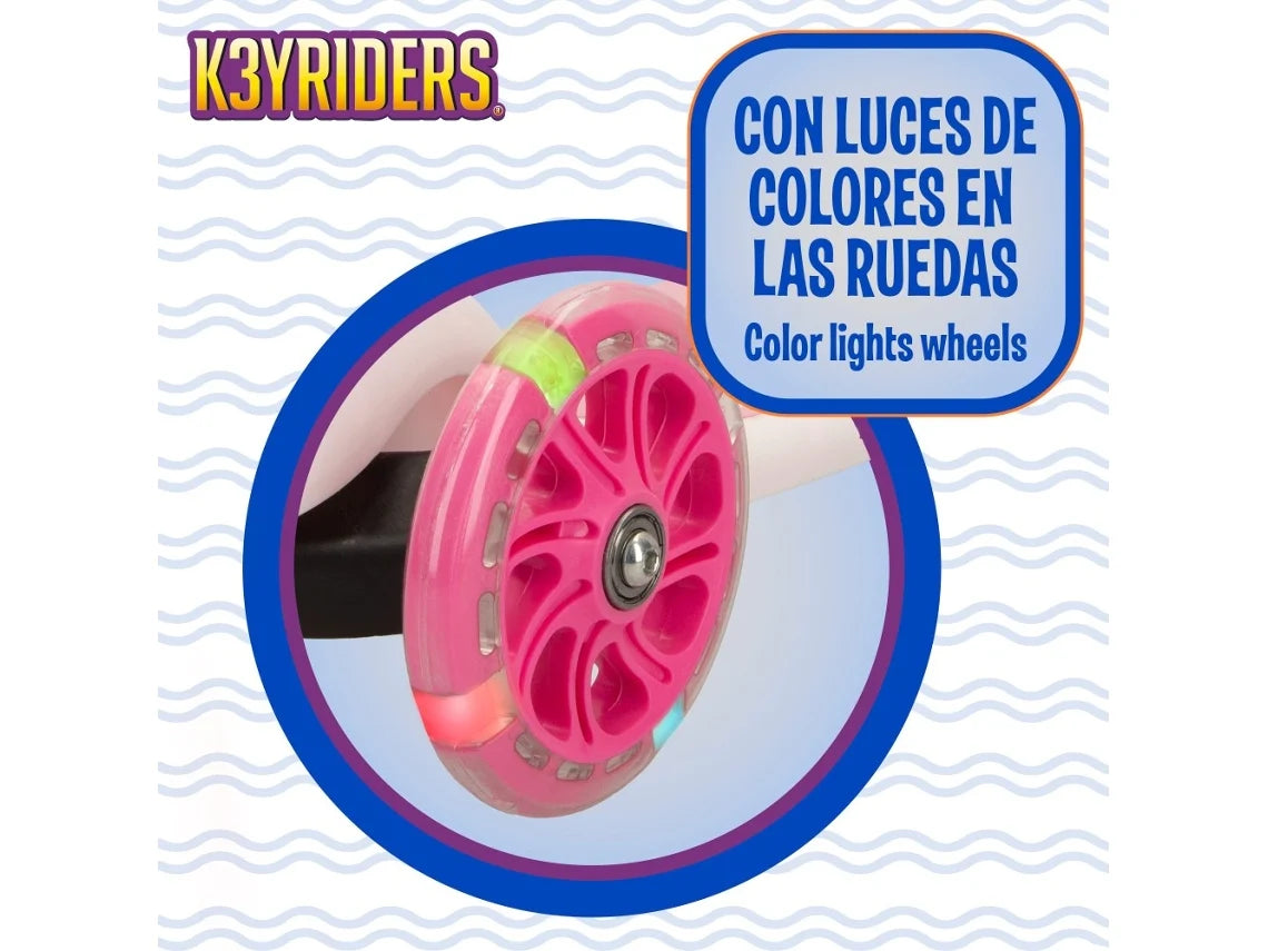 Patinete 3 Ruedas Dálmata Plegable con Luces y Peluche - K3YRIDERS