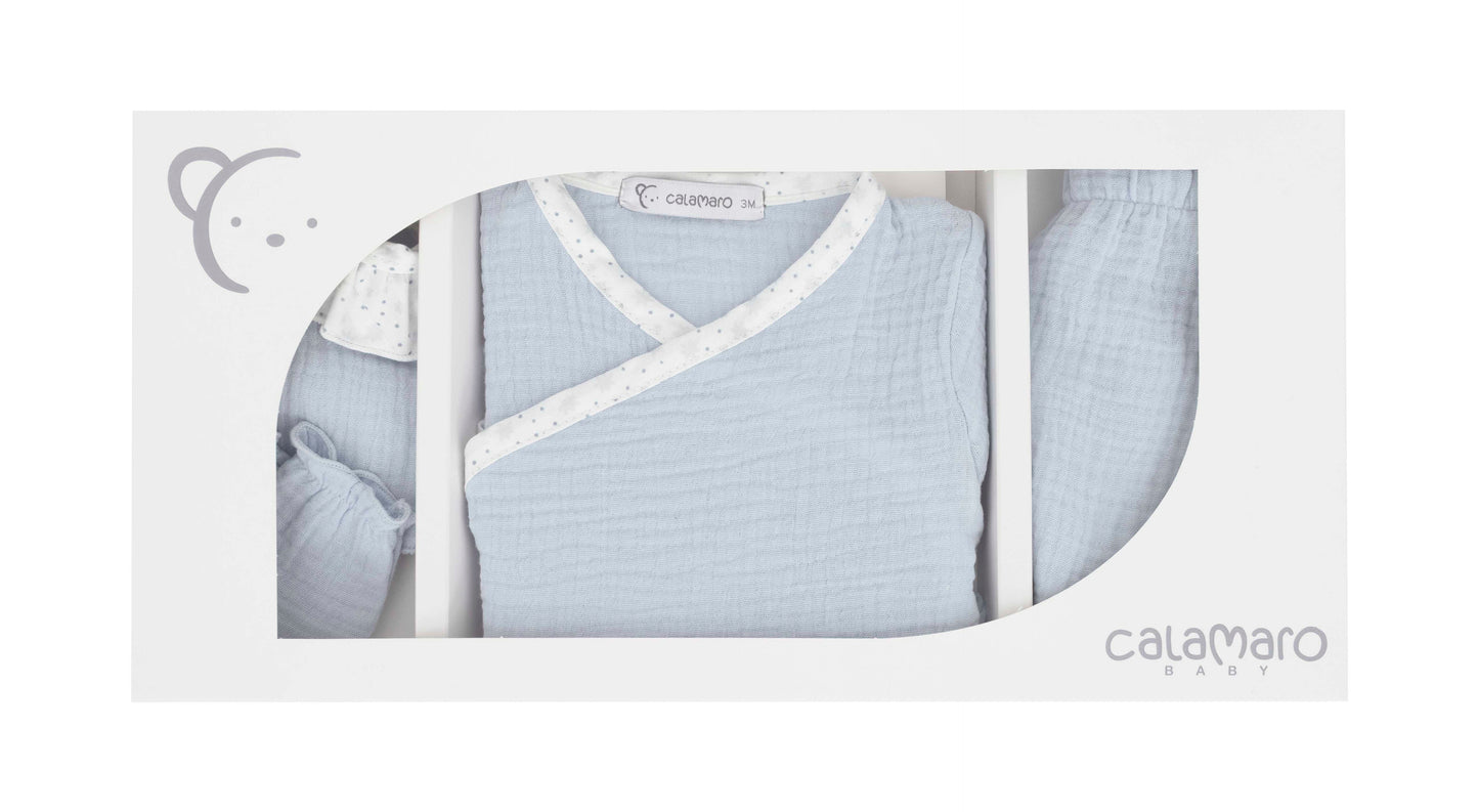 Pack recién nacido Soft 4 piezas jubón, polaina, babero y manoplas | Colección Verano 2026