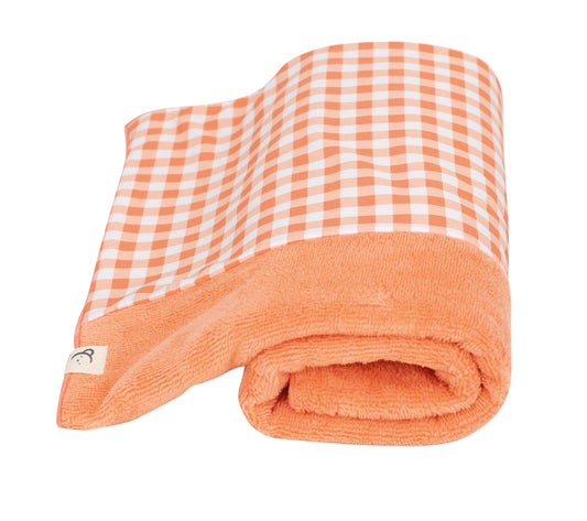 Toalla bebé cuadros naranja Familia Baño Calamaro | Suave y absorbente