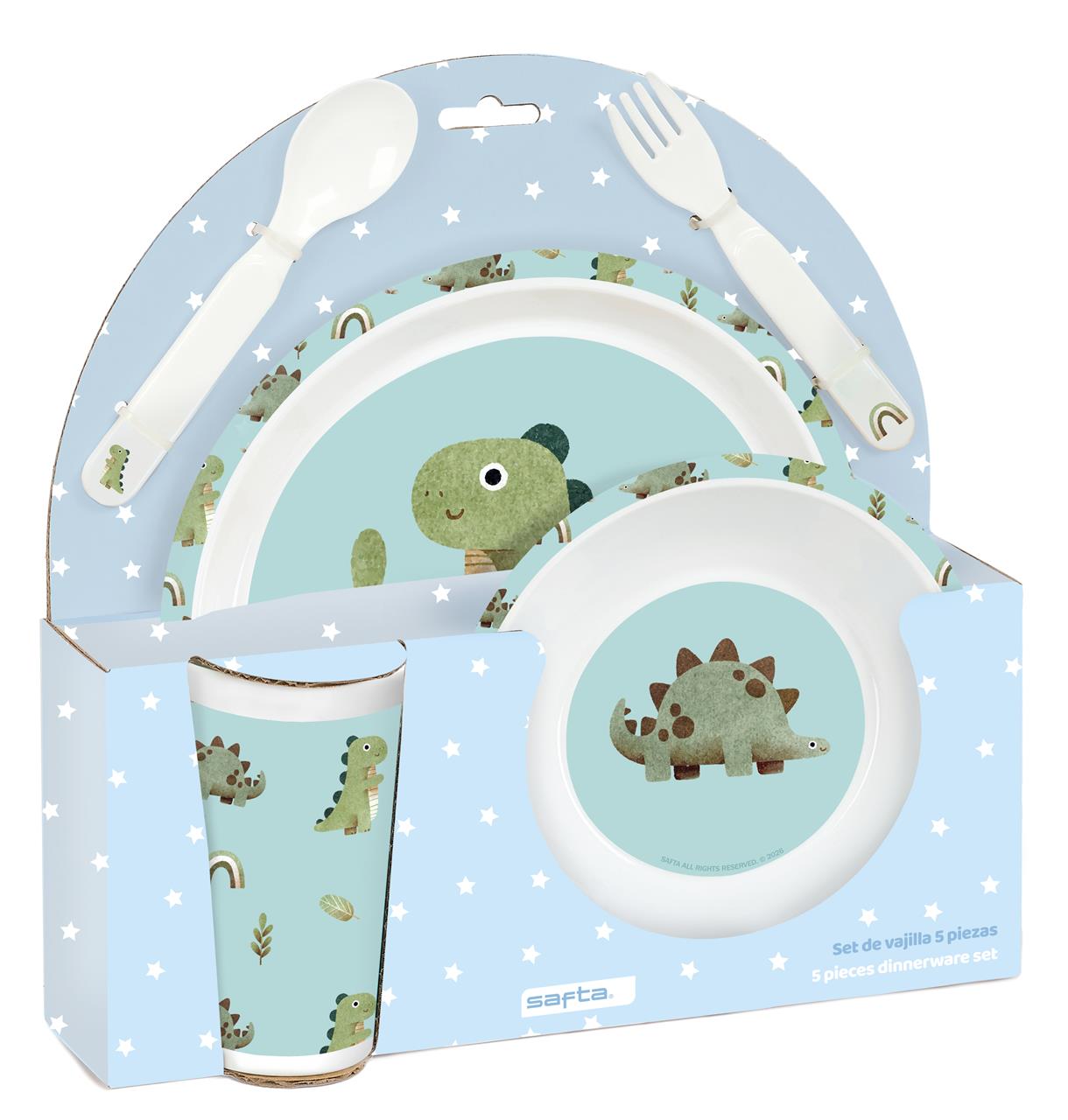 Set Vajilla Infantil Safta Dinos 5 Piezas