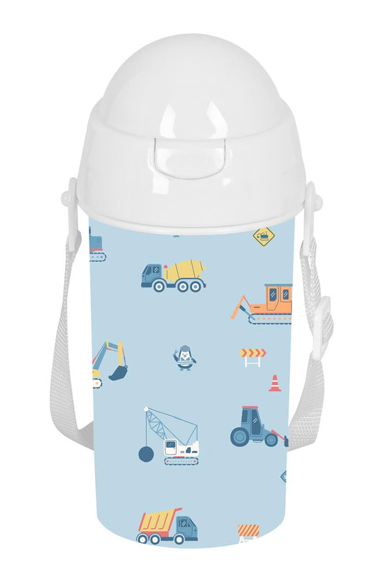 Botella Infantil 500ml con Pajita Safta Grúas | Apertura Automática