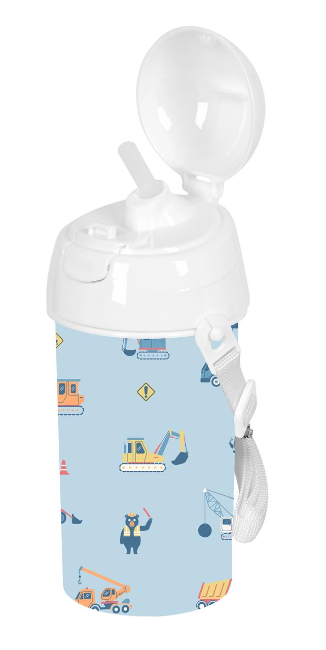 Botella Infantil 500ml con Pajita Safta Grúas | Apertura Automática