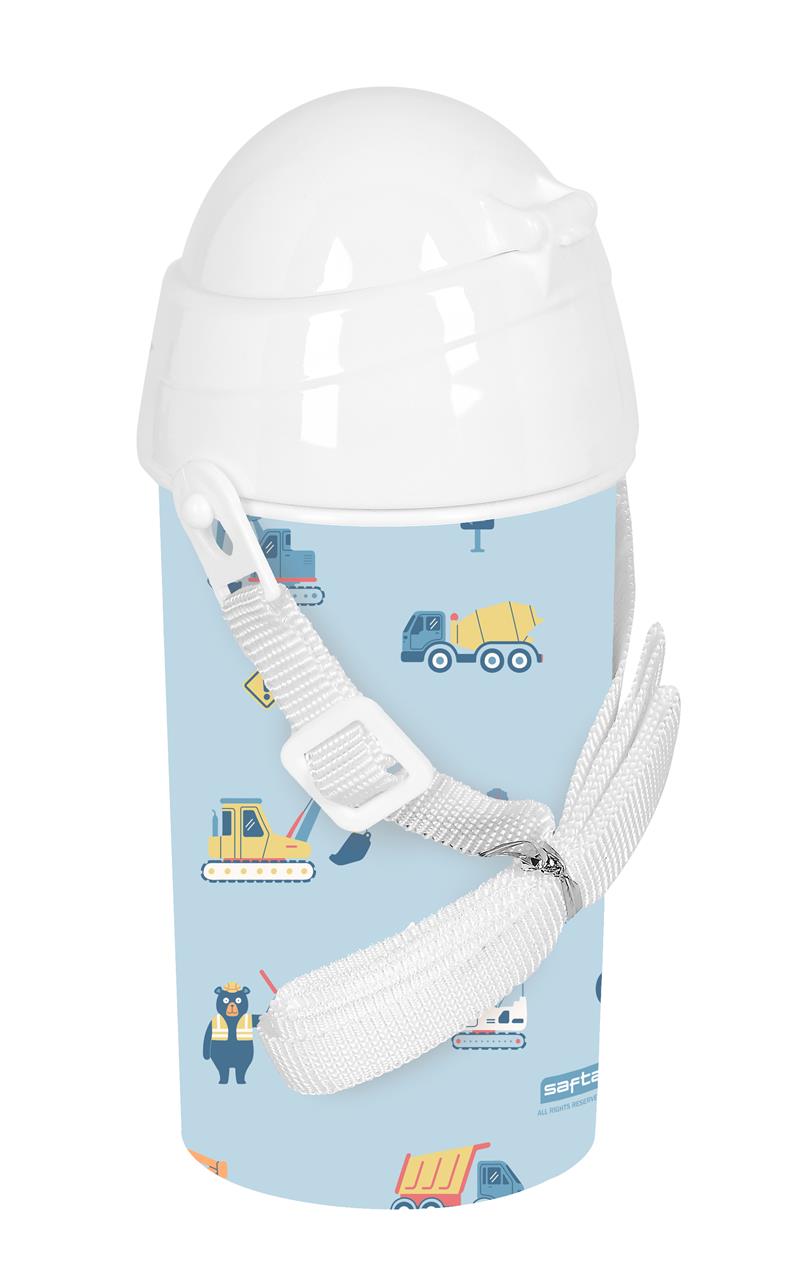 Botella Infantil 500ml con Pajita Safta Grúas | Apertura Automática