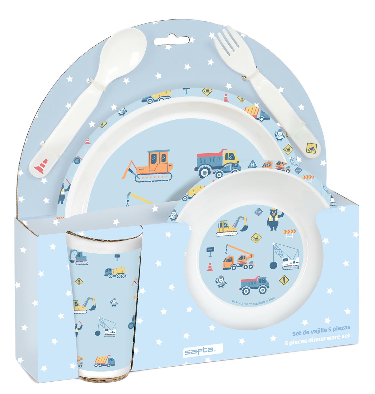 Set Vajilla Infantil Safta Grúas 5 Piezas