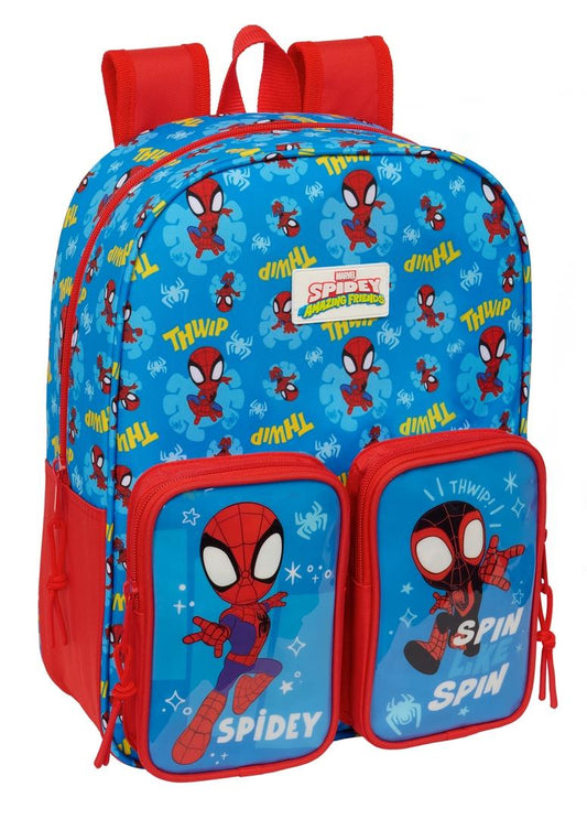 Mochila con Bolsillos Frontales con Carro Spidey