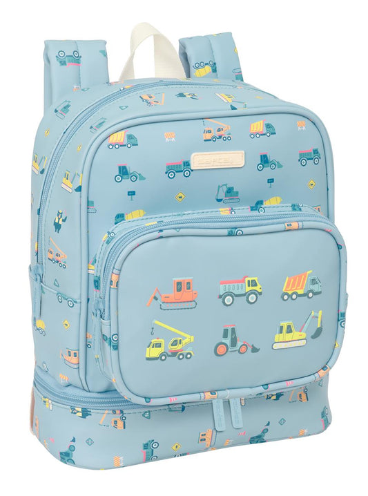 Mochila Nevera Guardería Safta Preescolar Grúas