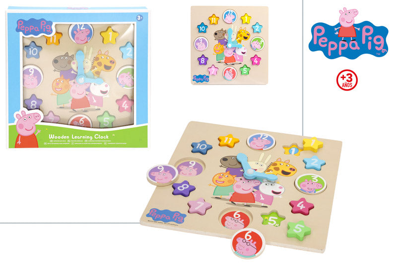 🐷⏰ Peppa Pig  Reloj Educativo de Madera