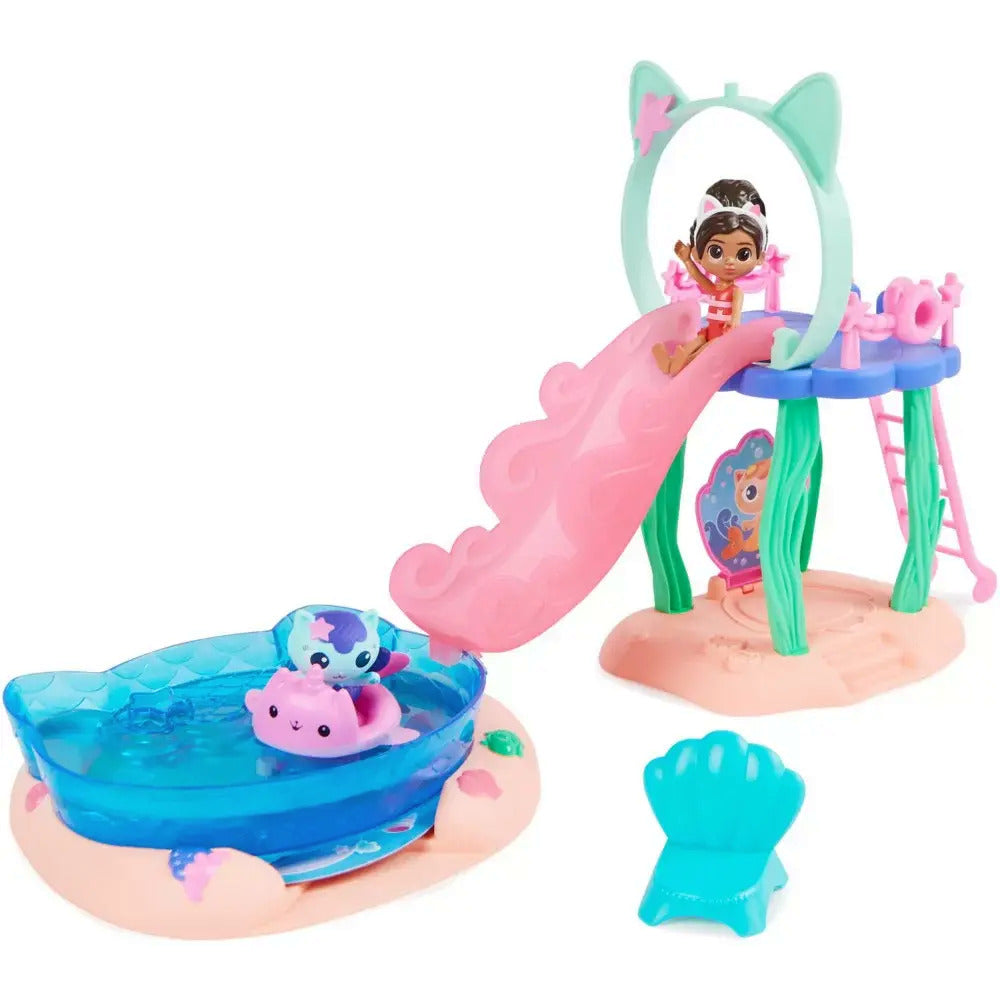 Gabby’s Dollhouse - Set de Piscina "Purr-ific Pool" con Figuras Gabby y MerCat