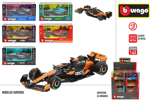 Coche Metal F1 2024 1:43 Multilicencia SE VENDE POR UNIDAD  (HAY 6 modelos surtidos)Bburago –