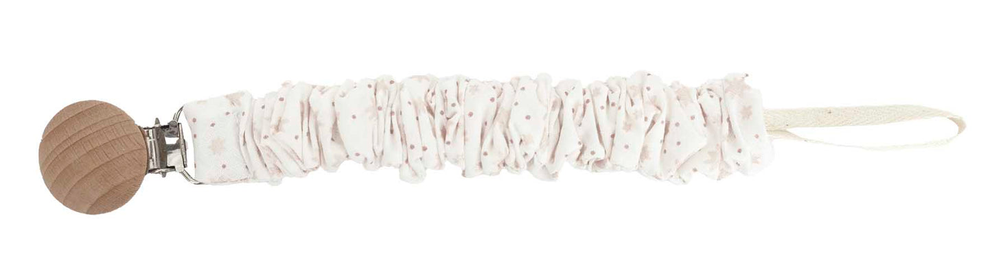 Chupetero bebé Soft con pinza de madera en rosa, celeste y gris