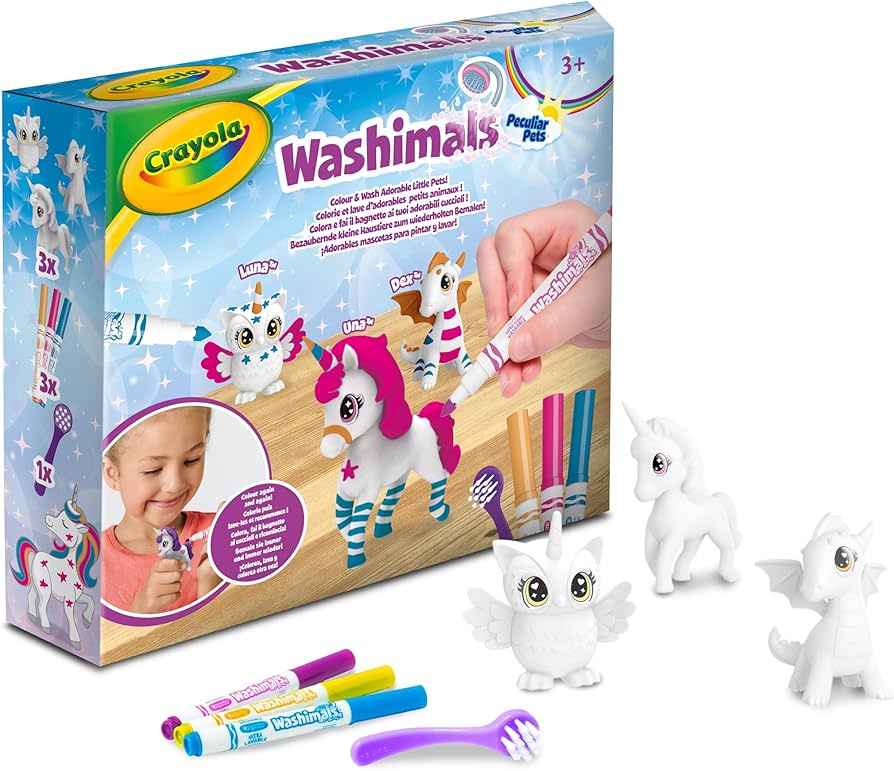 Crayola Washimals "Animalitos Fantásticos" - Set de 3 Figuras Lavables para Colorear